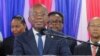 El nuevo primer Ministro interino de Haití, Michel Patrick Boisvert, habla durante la ceremonia de instalación del Consejo de Transición, a las afueras de Puerto Príncipe, Haití, el 25 de abril de 2024. 