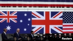 Tổng thống Mỹ Biden gặp Thủ tướng Úc Albanese và Thủ tướng Anh Sunak tại Căn cứ Hải quân Loma ở San Diego. (Ảnh tư liệu).