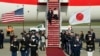 日本首相岸田文雄与夫人2024年4月8日抵达美国华盛顿郊外的安德鲁斯空军基地。（美联社）
