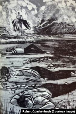 Woodcuts by Robert Quackenbush for "The Open Boat" by Steven Crane