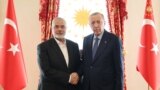 دیدار رجب طیب اردوغآن، رئیس جمهوری ترکیه، با اسماعیل هنیه، رئیس دفتر سیاسی حماس، در استانبول. شنبه ۱ اردیبهشت ۱۴۰۳