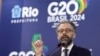 마우리치오 릴리오 브라질 주요20개국(G20) 담당 보좌관이 G20 외교장관회의에 앞서 20일 리우데자네이루에서 기자회견하고 있다.
