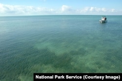 A National Park Service boat in Biscayne Bay