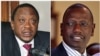 Rais wa Kenya, Uhuru Kenyatta (L) na Naibu rais wake William Ruto wote wanashtakiwa na ICC huko The Haque