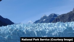 The large ice wall created by the front of a Glacier