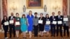 Jennifer Yan, fourth from right, is among the recipients of this year Secretary of State Award for Outstanding Volunteerism Abroad (SOSA) for her volunteering work in Cambodia. 