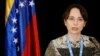 UN Special Rapporteur on Negative Impact of Unilateral Coercive Measures on Human Rights, Alena Douhan, speaks during a news conference in Caracas