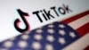 合成资料照：TikTok标志和美国国旗（路透社）