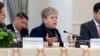 Mexico's Foreign Secretary Alicia Bárcena Ibarra speaks during a migration meeting with Secretary of State Antony Blinken and Guatemala's Foreign Minister Carlos Ramiro Martinez at Department of State in Washington, Feb. 28, 2024. 