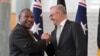 2024年2月8日，澳大利亚总理安东尼·阿尔巴尼斯（Anthony Albanese，右）在堪培拉议会大厦会见巴布亚新几内亚总理詹姆斯·马拉佩（James Marape，左）