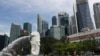 新加坡濱海灣的魚尾獅雕像。