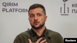 រូបឯកសារ៖ ប្រធានាធិបតី​អ៊ុយក្រែន​លោក Zelenskyy ចូលរួម​សន្និសីទសារព័ត៌មាន​នៅ​ក្នុង​ទីក្រុង​កៀវattends a news conference in Kyiv