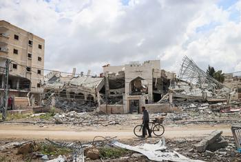 Khan Younis lies in ruins following the withdrawal of Israeli forces.