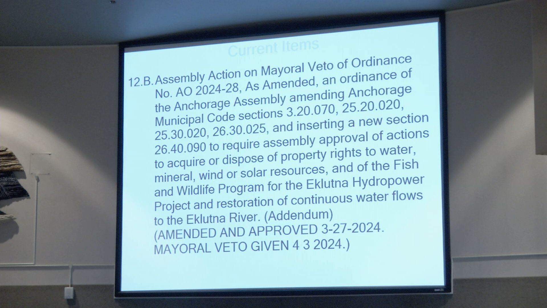 Anchorage Assembly Members follow through on plan to override Bronson vetoes