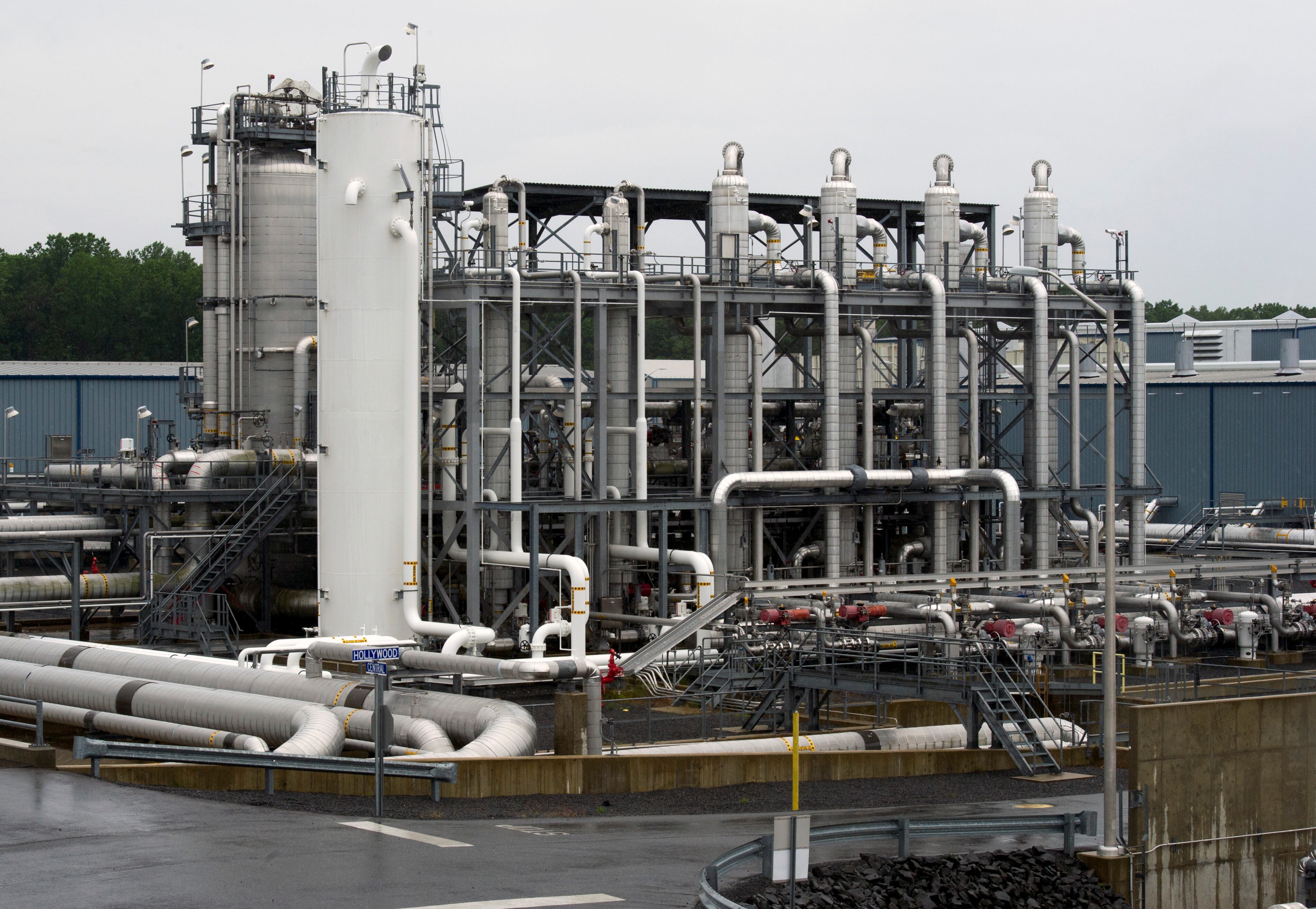 FILE - A heat exchanger and transfer pipes at Dominion Energy's Cove Point LNG Terminal in...