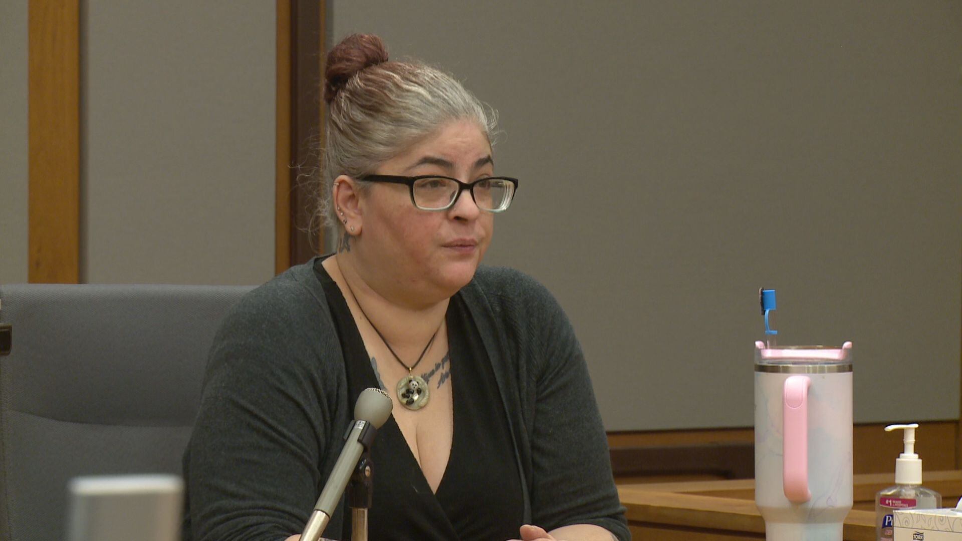 Nicole House, biological mother of Denali Brehmer testified at a sentencing hearing in the...