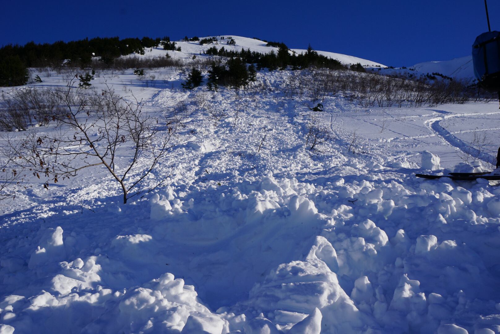 The site of a fatal avalanche near Summit Lake on Tuesday