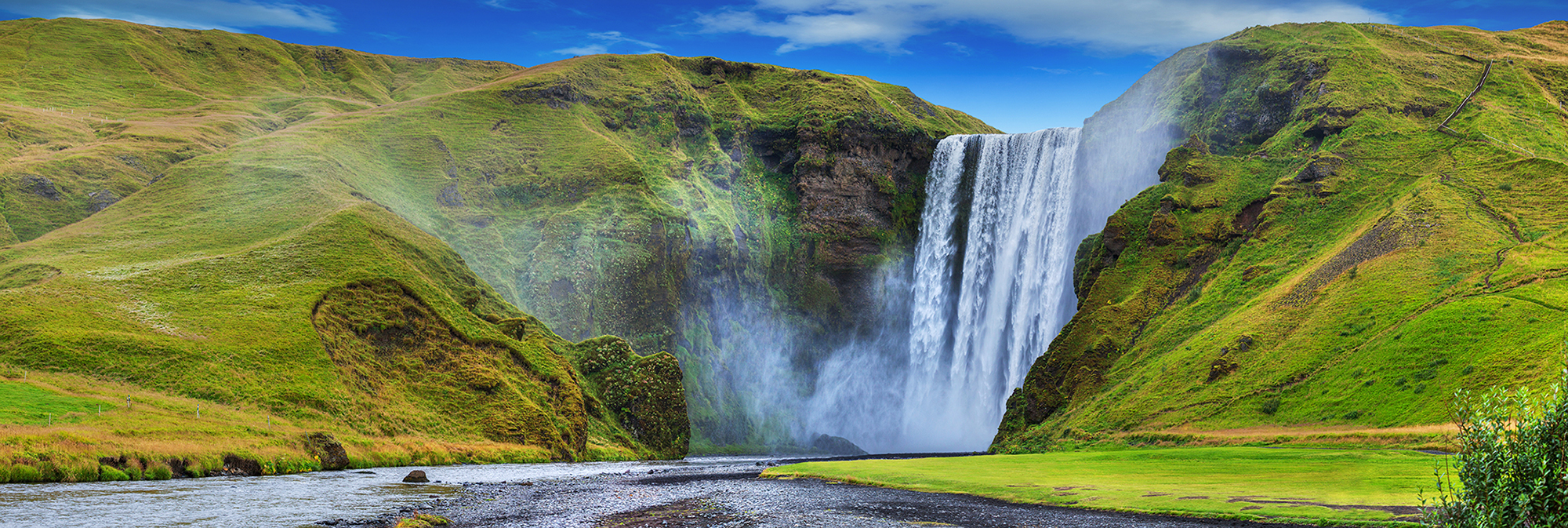 Skogafoss waterfall is a natural wonder of South Iceland