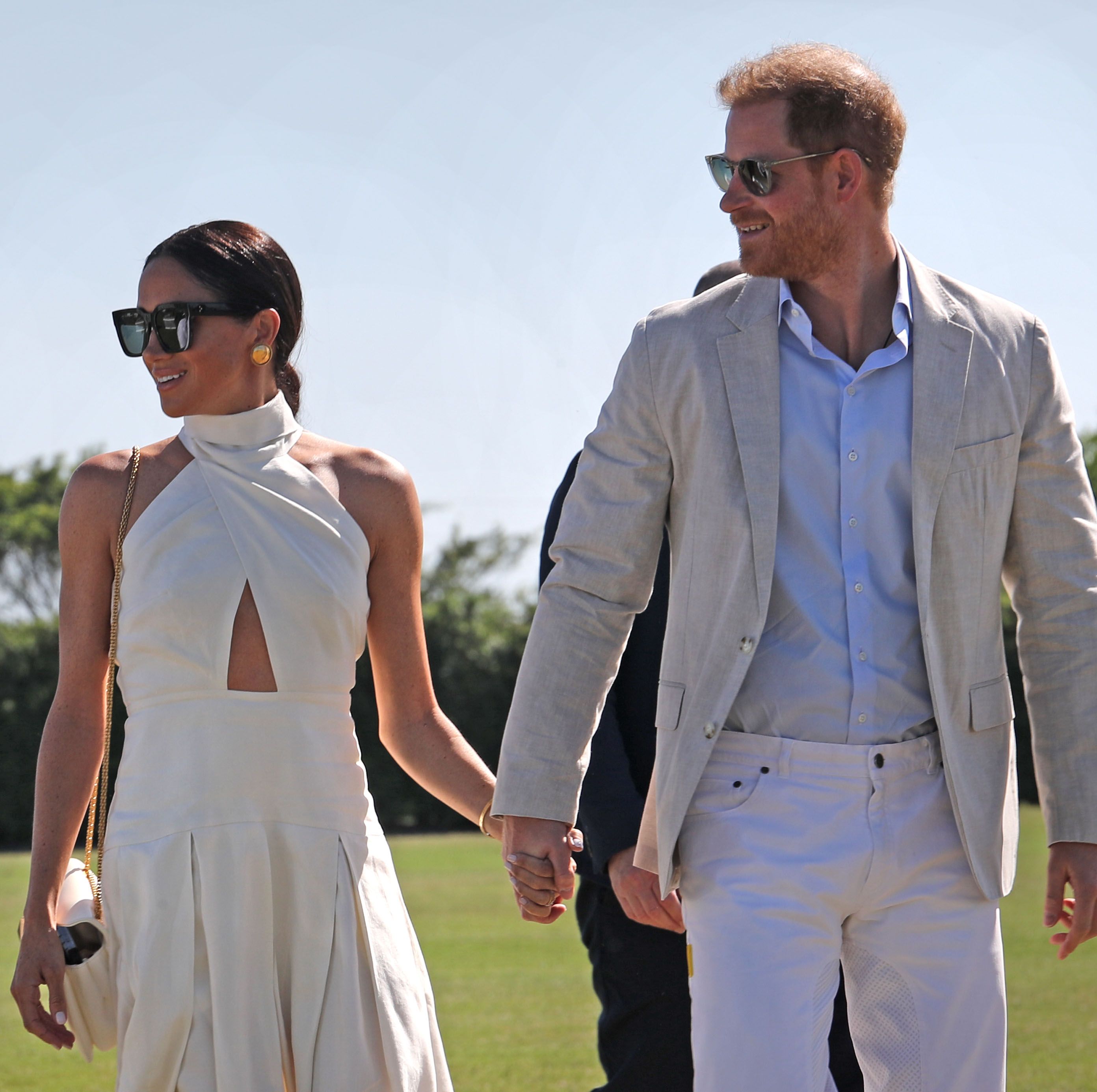 the duke and duchess of sussex during the royal salute polo challenge, to benefit sentebale, at the uspa national polo center in wellington, florida, us picture date friday april 12, 2024 photo by yaroslav sabitovpa images via getty images