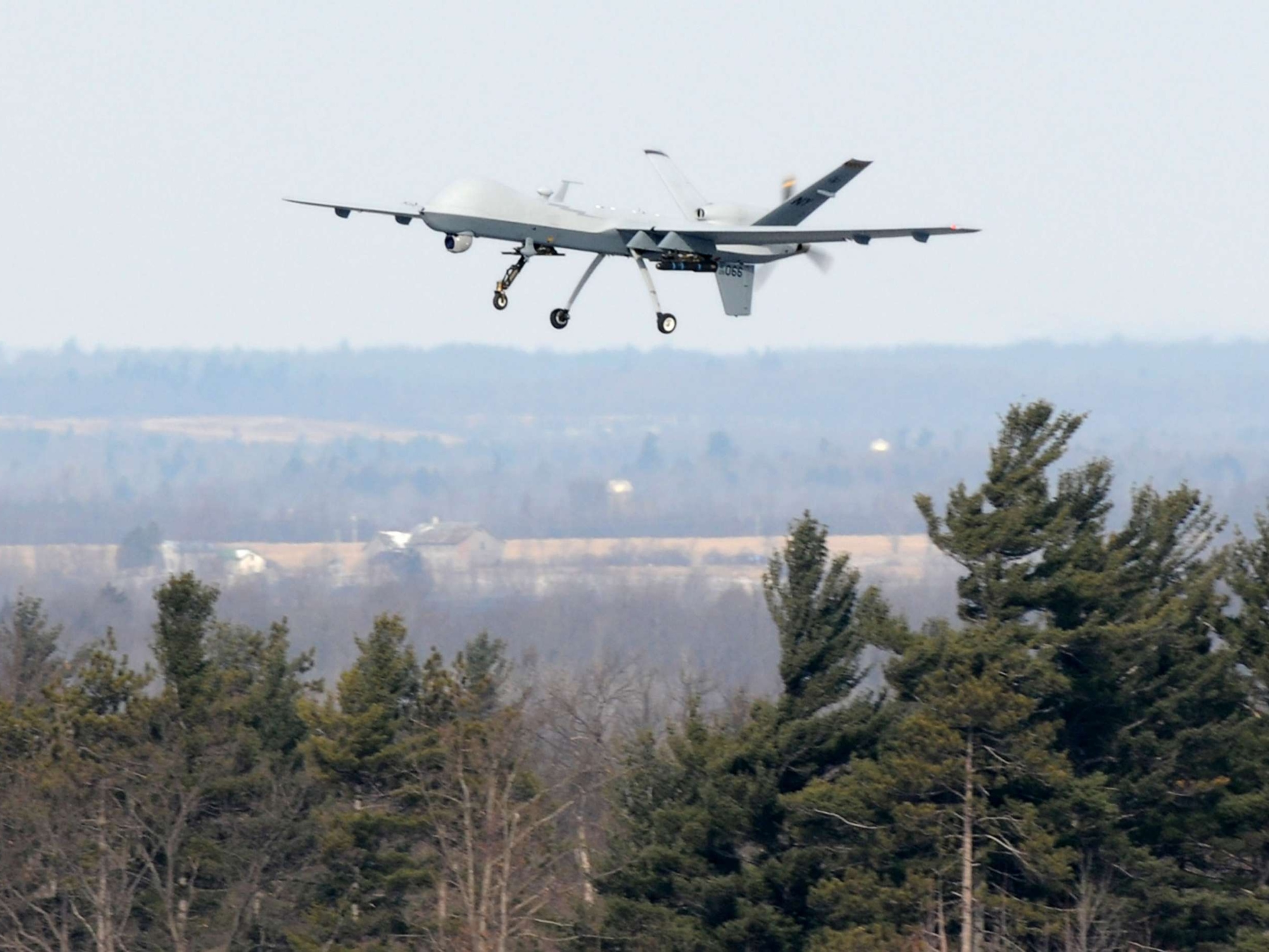 PHOTO: An MQ-9 Reaper takes off at Wheeler-Sack Army Air Field in Fort Drum, N.Y., Feb. 14, 2012.