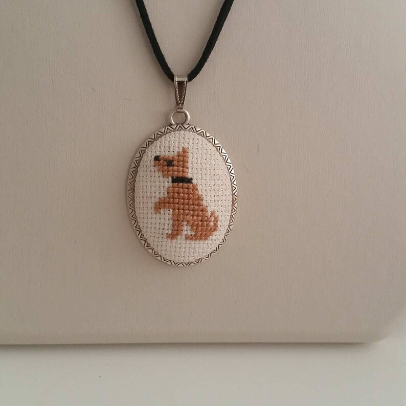 Cross stitch Necklace Dog Cross stitch Necklace Dog image 0