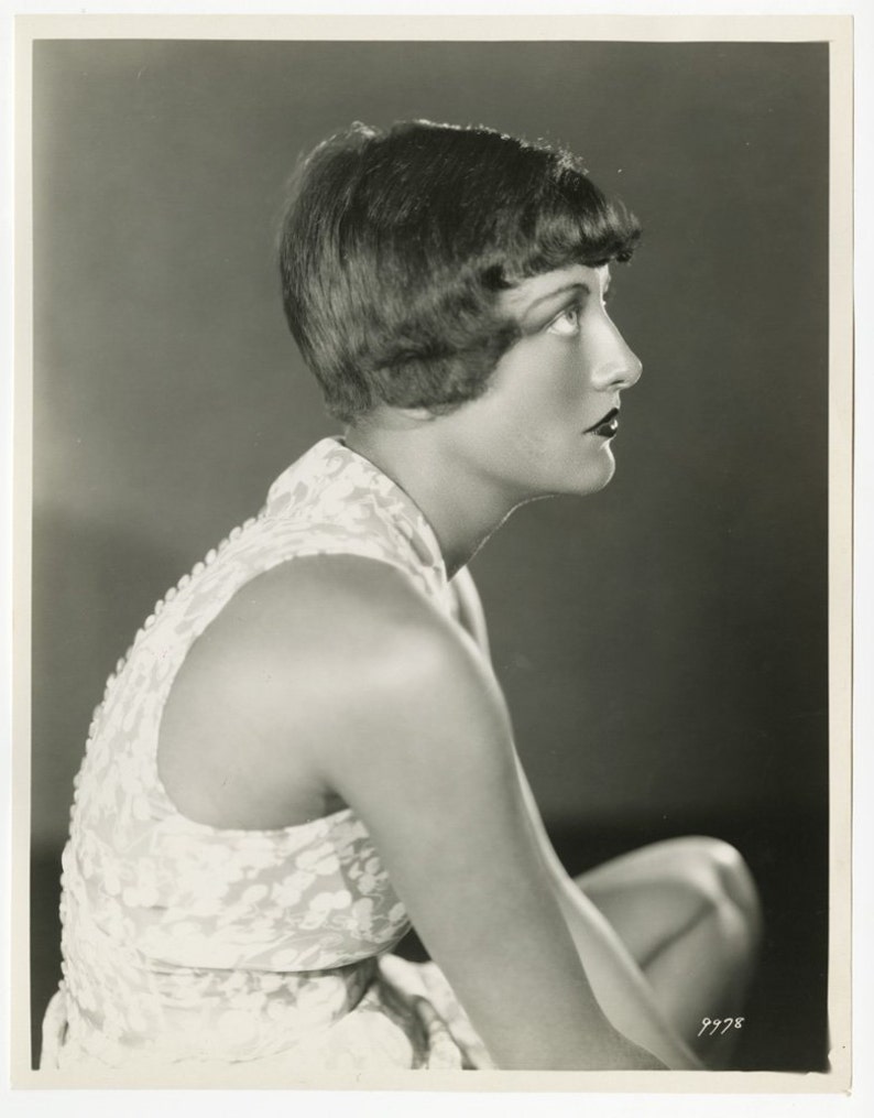 Vintage 1929 Black & White Photograph Bobbed Hair Flapper Joan image 0