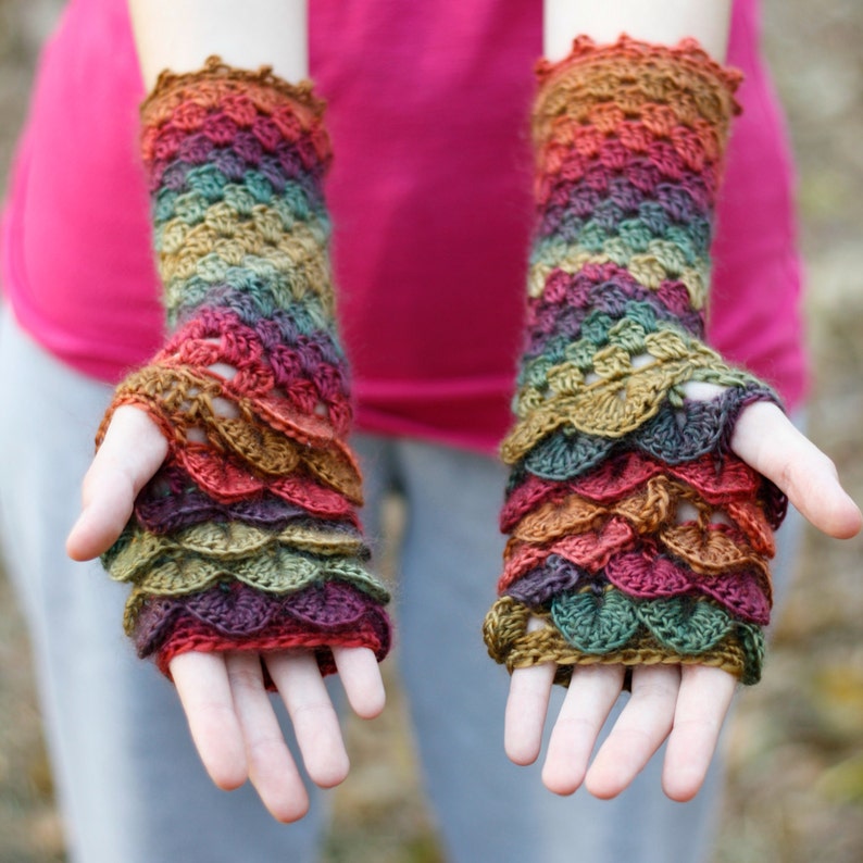 Dragon Scale Fingerless Gloves / Wrist Warmers image 0