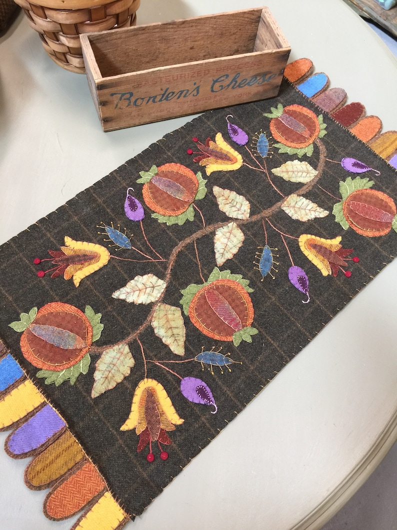 Autumn Colors Table Runner  wool applique kit image 1
