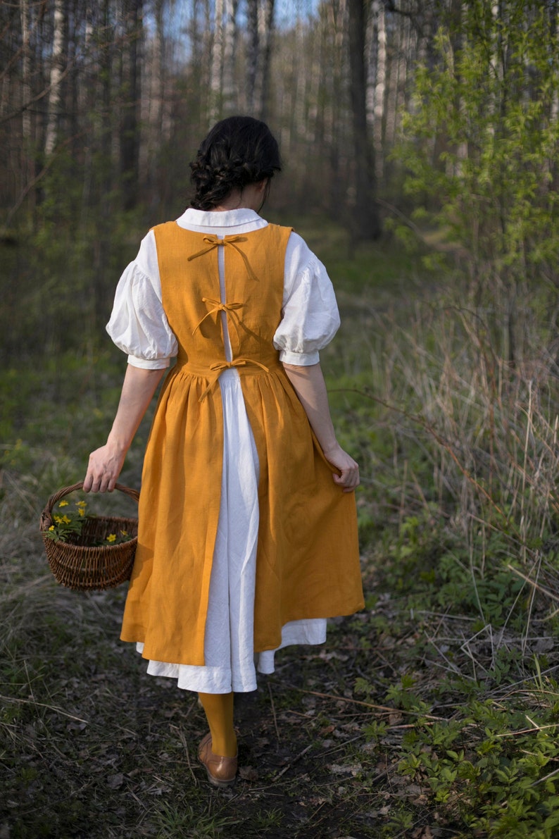 Jo pinafore in Mustard Linen apron image 1