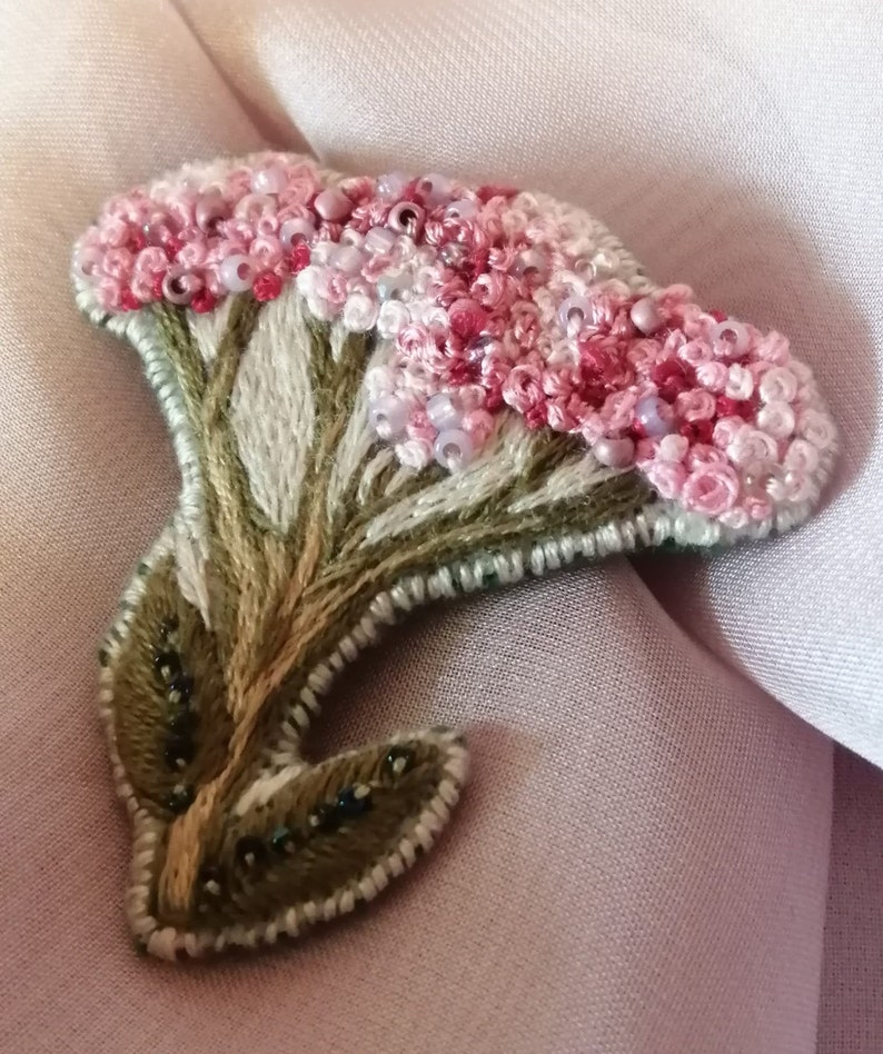 embroidered brooch botanical brooch embroidered flowers image 0