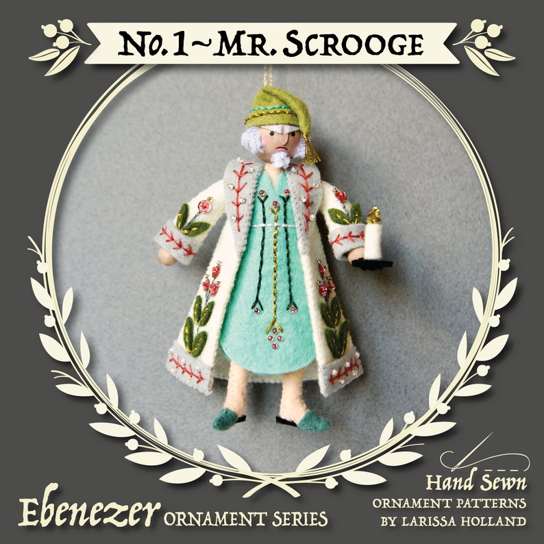 Mr. Scrooge PDF pattern a hand sewn wool felt ornament image 0