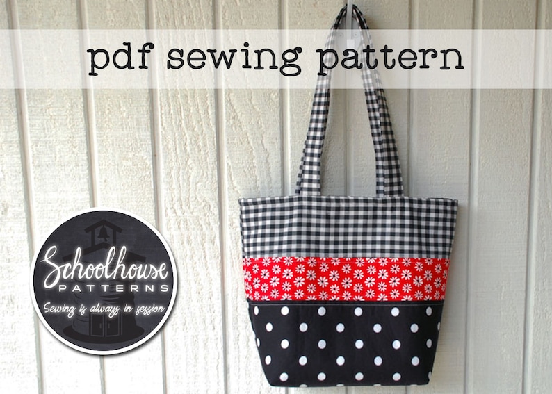 Patchwork Tote Bag PDF sewing pattern  perfect for purse or image 0