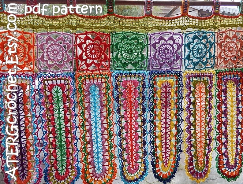 Crochet pattern BOHO CURTAIN 'panels' by ATERGcrochet image 0