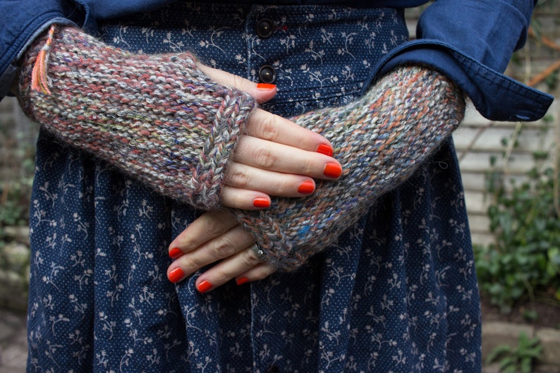 Handmade knitted wrist warmers / arm warmers image 0