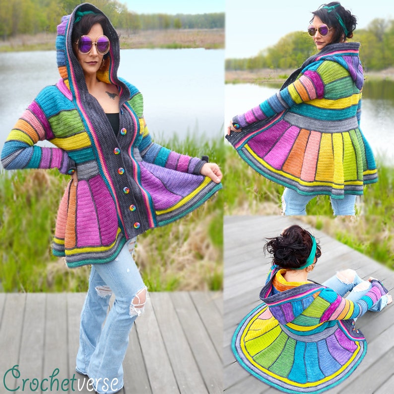 Serged Dream Sweater Coat Crochet Pattern PDF  Rainbow Fairy image 1