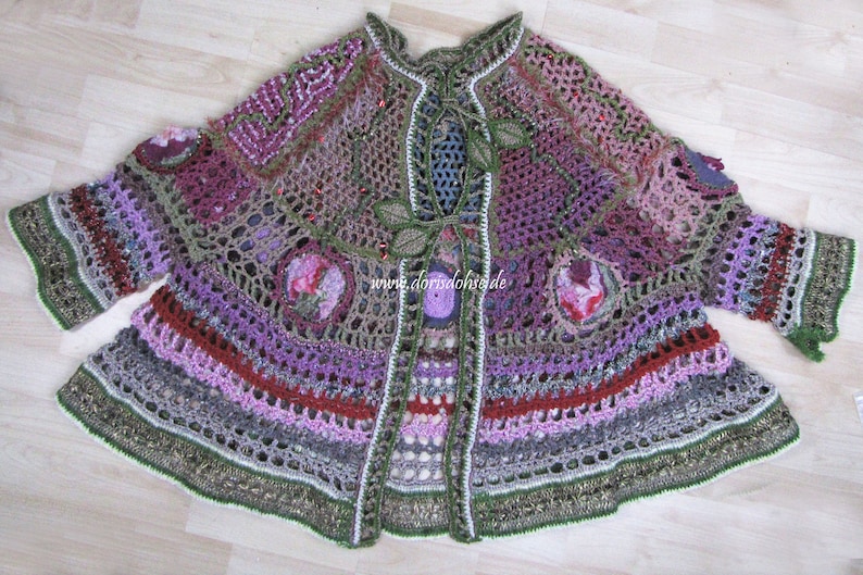 Crochet Hippie Jacket Frida Style 70s style old lace and image 9
