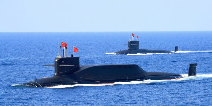 A nuclear-powered Type 094A Jin-class ballistic missile submarine of the Chinese People's Liberation Army (PLA) Navy is seen during a military display in the South China Sea April 12, 2018.