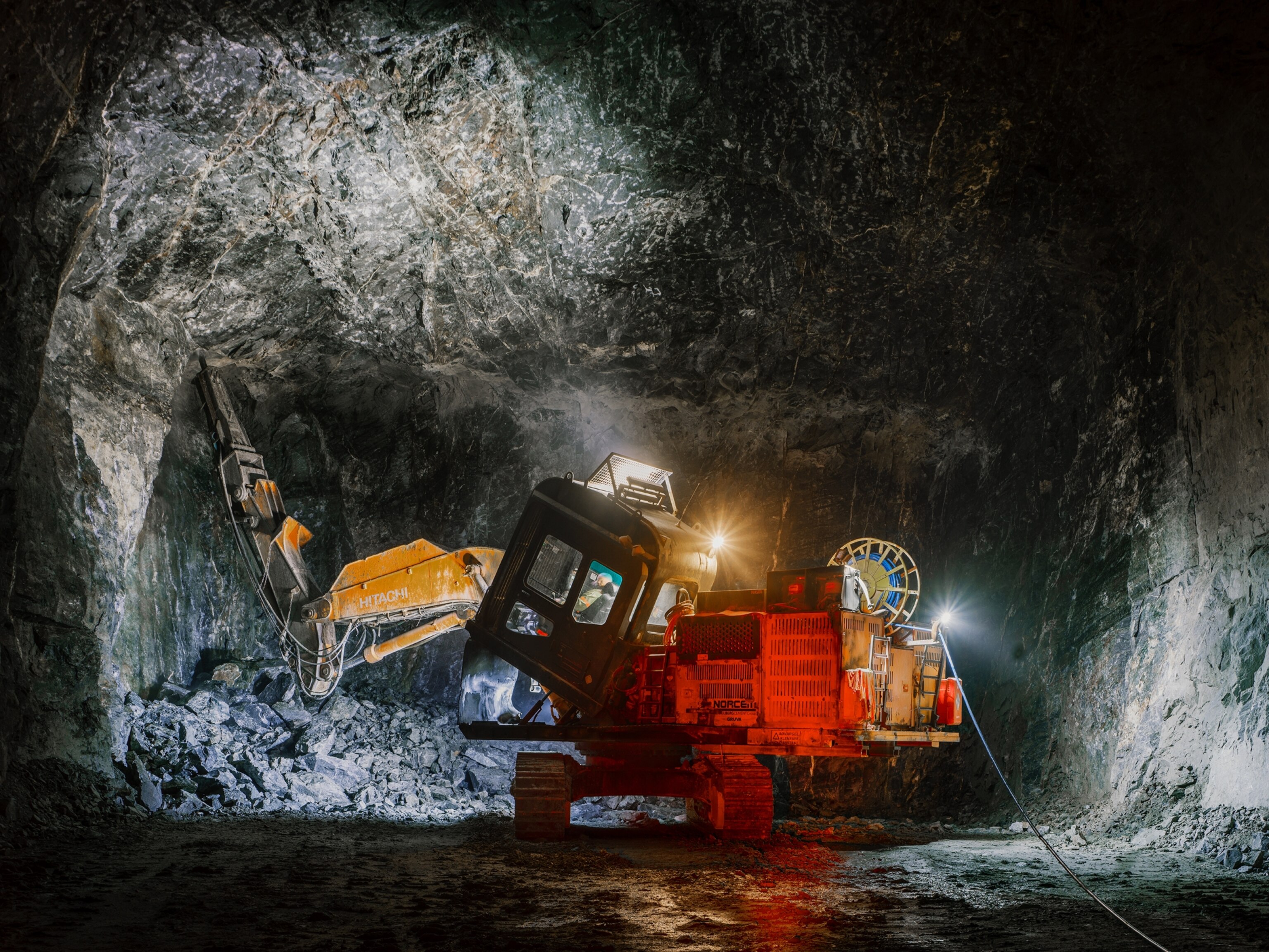 Drilling operations inside the mine.