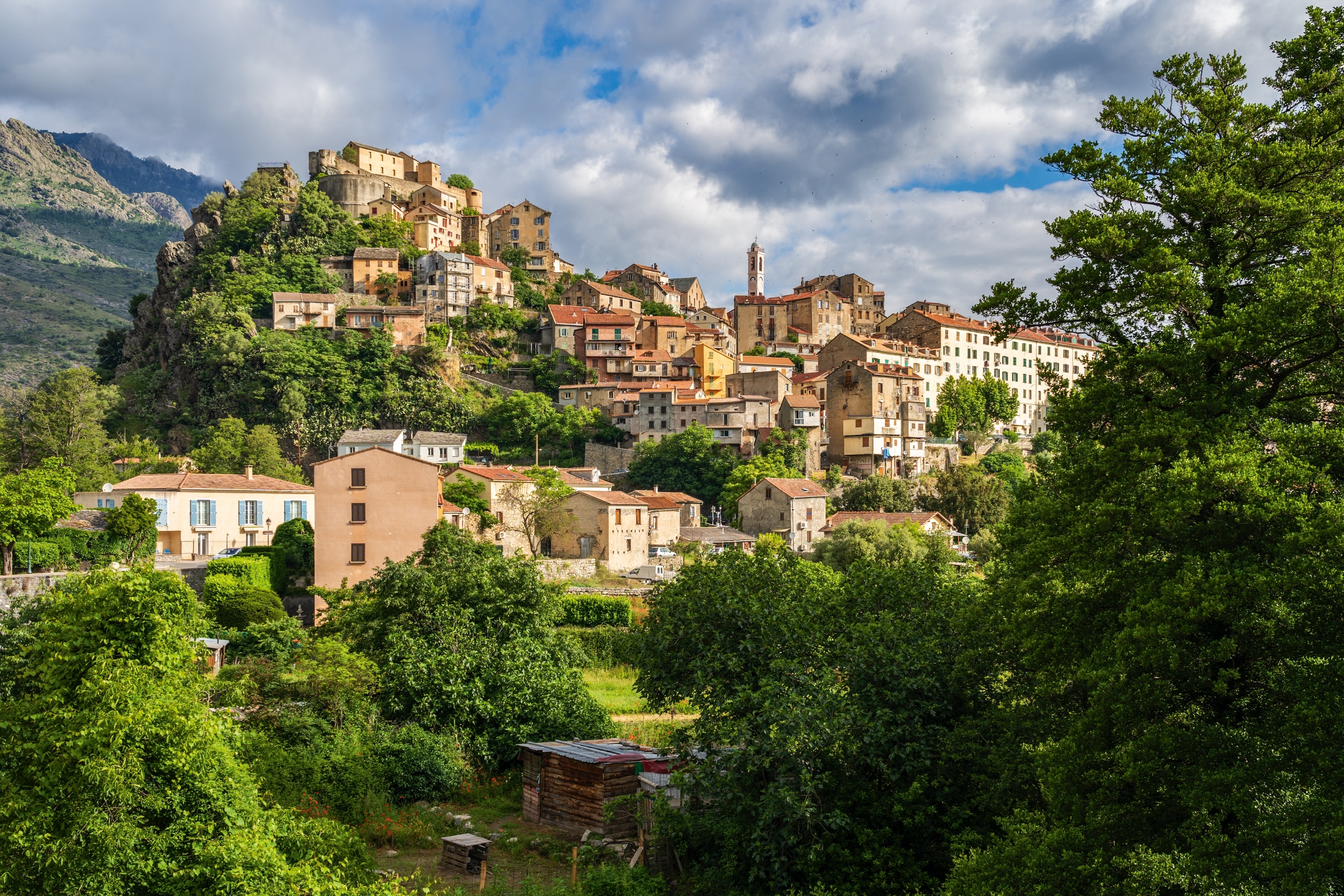 Houses on a hill in Corsica
