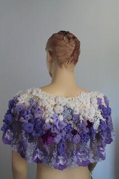Bohemian Freeform Crochet Capelet Poncho Shawl - Wedding Shrug - Wearable Art - Gypsy Fairy Romantic Textile Collage  - Luxury