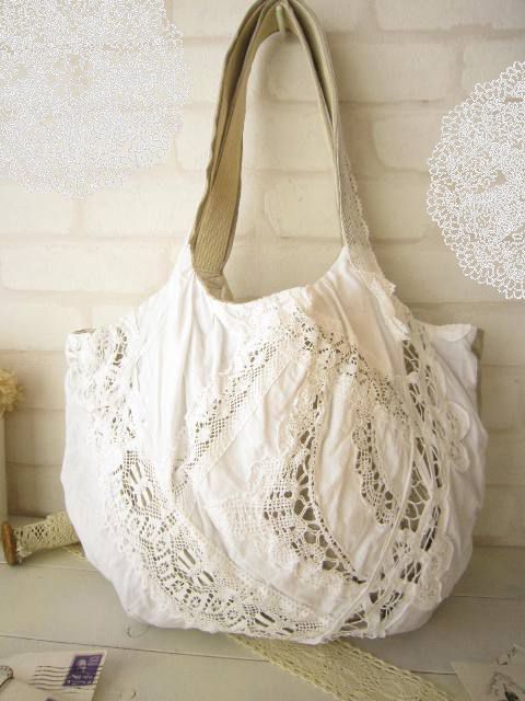 Linen lace bag ... so many odd bits and pieces of clothing i tore apart #LinenCloset