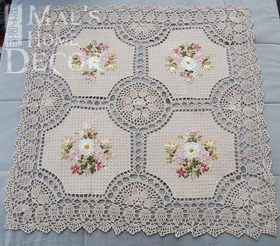 O envio gratuito de 85 cm crochet lace praça toalha de mesa para o casamento com flores bordados toalha de mesa para decoração de casa 2014 em Toalhas de mesa de Home & Garden no AliExpress.com | Alibaba Group