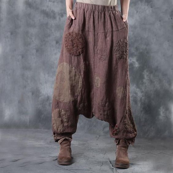 Special Design Patchwork Harem Pants Loose Linen Trousers    #linen #patchwork #harem #pants #trousers #fashion #design #amazing