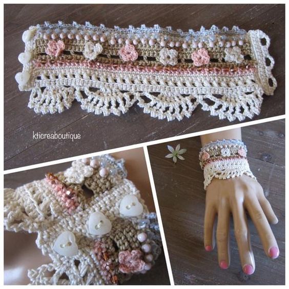 Boho crochet cuff bracelet