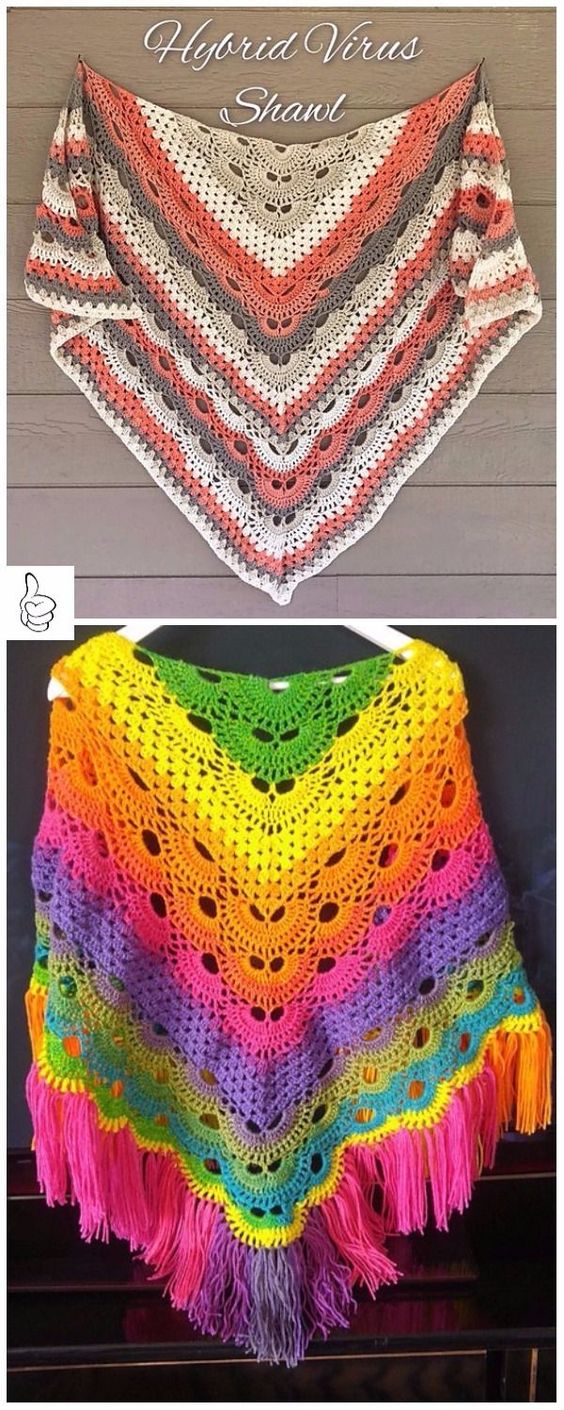 Crochet Shawl Patterns - Crochet Virus Meets Granny Shawl Free Pattern