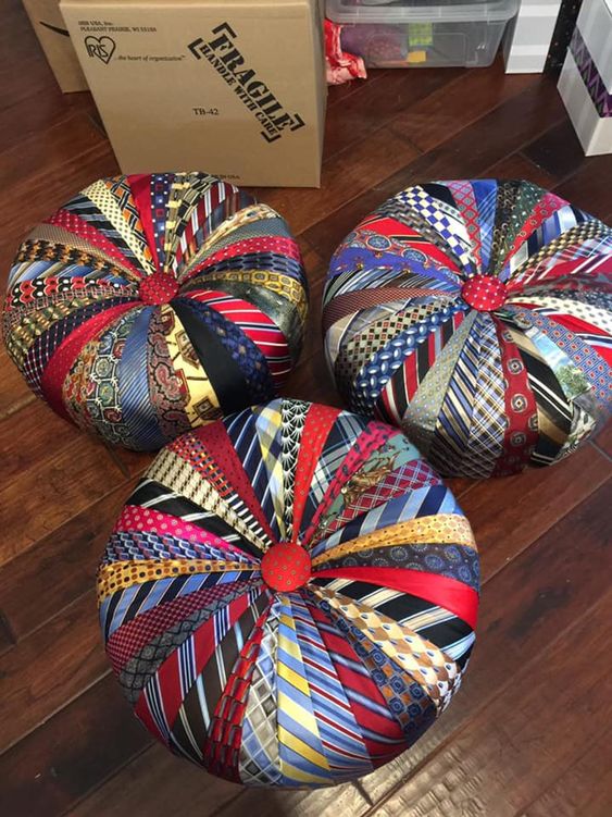 Custom Tuffet Stool made with YOUR TIES | Etsy