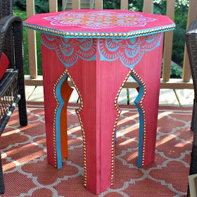 Use Dritz nailhead trim to make this fantastic Moroccan table. Great DIY project to create unique looks!