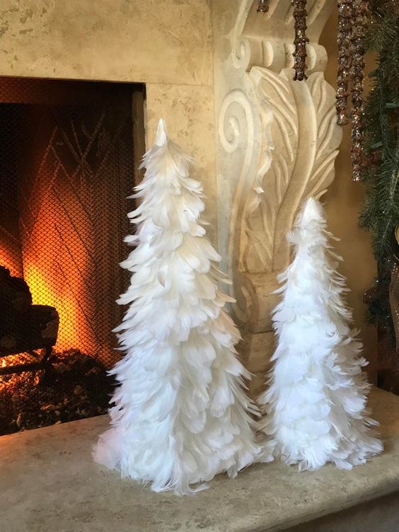 White Feather Tree , White Tree, Feather decorations , Holiday Decorations, Christmas, Tree,  Feathe