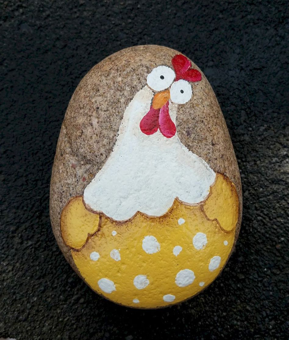 50 easy diy chicken painted rocks ideas (31 | Rock crafts, Rock ...