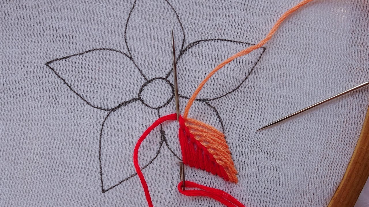 hand embroidery unique flower design by rose world ,super easy flower  embroidery - YouTube